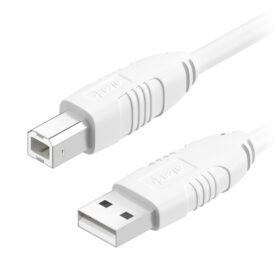 AlzaPower LinkCore USB-A to USB-B 2m bílý