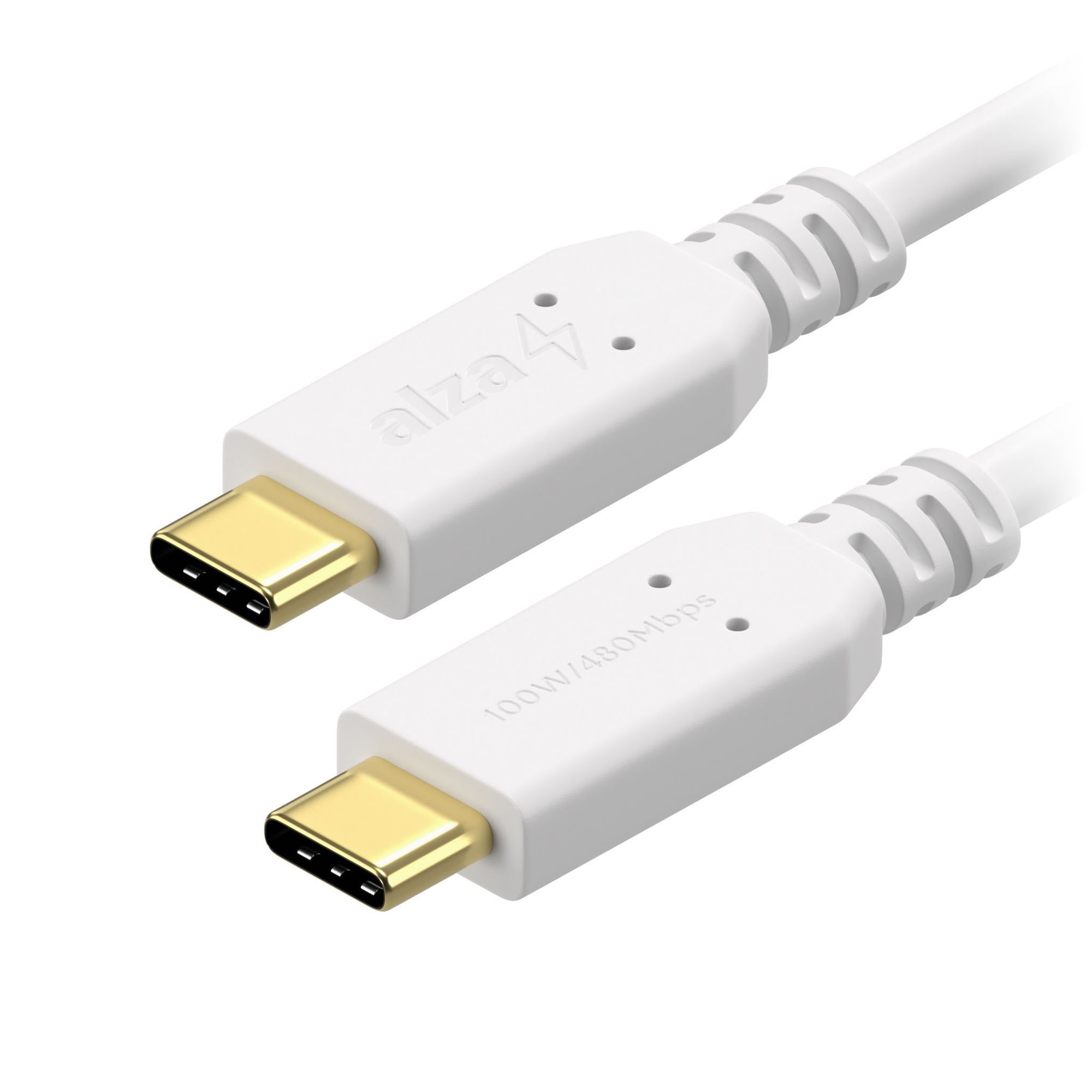 AlzaPower Core USB-C to USB-C 2.0 100W 1m bílý