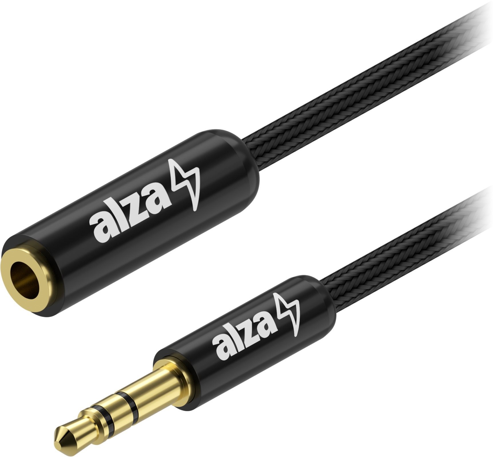 AlzaPower AluCore Audio 3.5mm Jack (M) to 3.5mm Jack (F) 1m černý