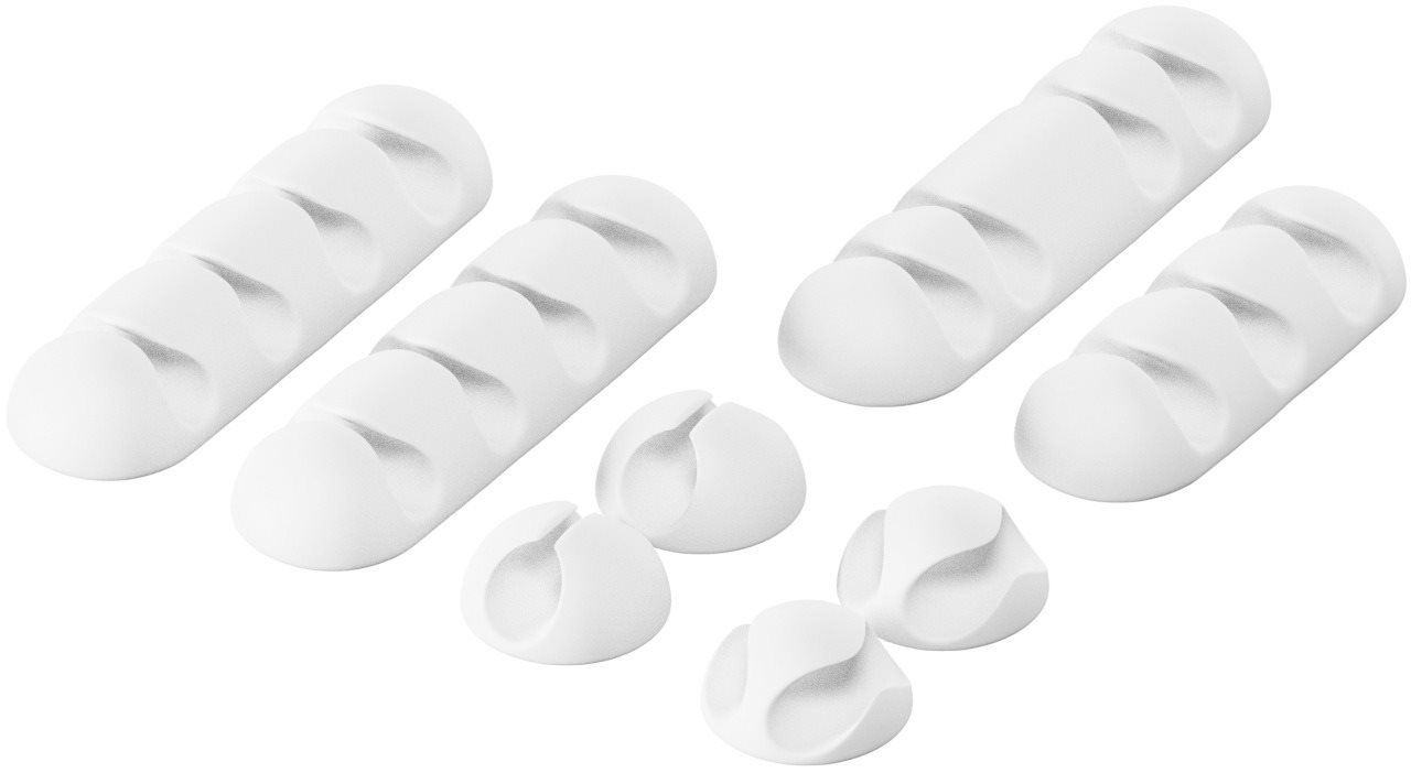 AlzaPower Cable Clips Mix 8 pcs bílý