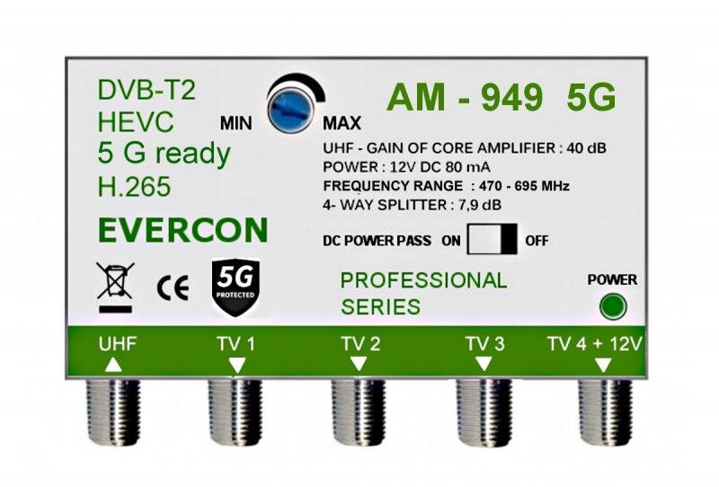 EVERCON anténní zesilovač AM-949 5G bez napájecího zdroje