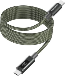 ChoeTech PD60W USB-C to USB-C Digital Display 1.2m Magnet Nylon Cable Dark green
