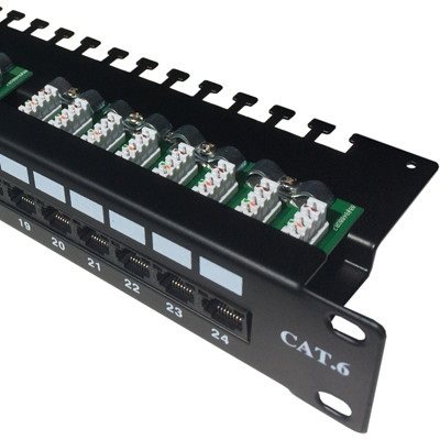 Datacom Patch panel 19" UTP 24 port CAT6 LSA 1U BK (3x8p)hor.zářez