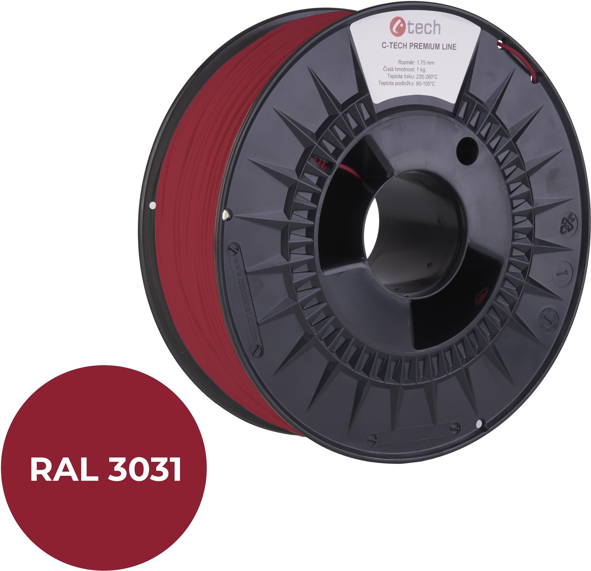 C-TECH filament PREMIUM LINE PETG orientální červená RAL3031