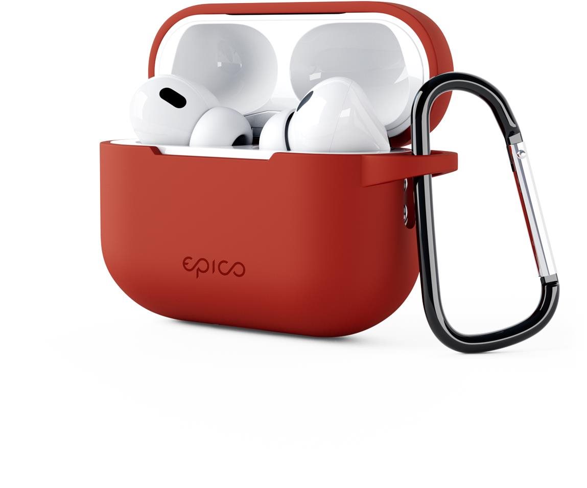 Epico silikonové pouzdro pro Airpods Pro 2 s karabinou - červené