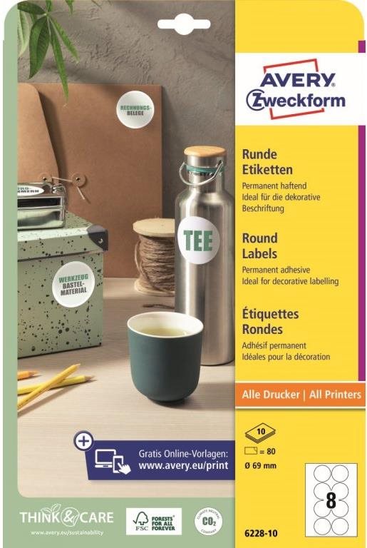 Avery Zweckform 6228-10 Kulaté samolepící etikety