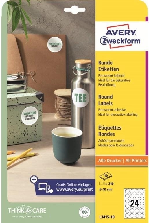 Avery Zweckform L3415-10 Kulaté samolepící etikety