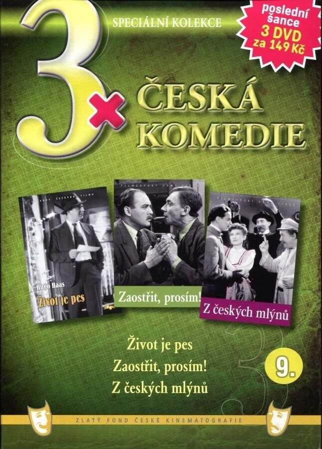 3x Česká komedie 9: Život je pes, Zaostřit prosím!, Z českých mlýnů /papírové pošetky/ (3DVD) - DVD