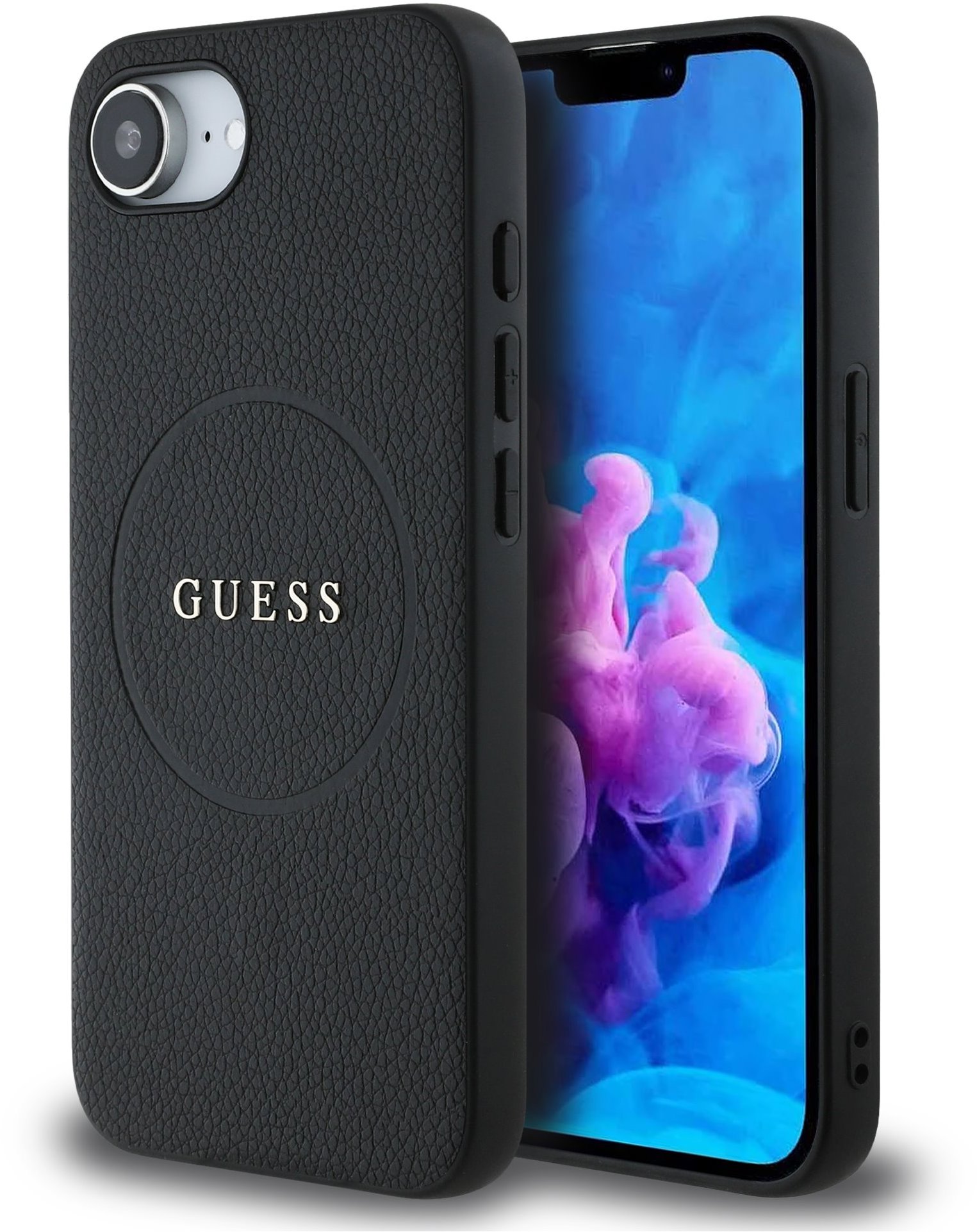 Guess PU Grained Classic Logo MagSafe Zadní Kryt pro iPhone 16e/17e Black