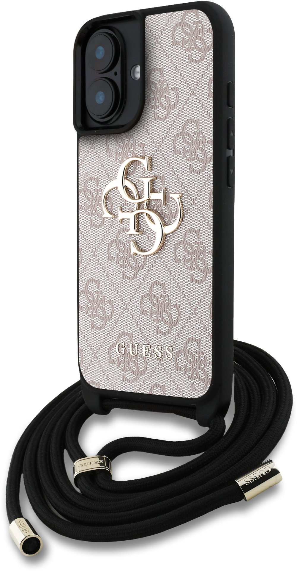 Guess PU 4G Metal Logo Crossbody Popruh Zadní Kryt pro iPhone 16 Pink