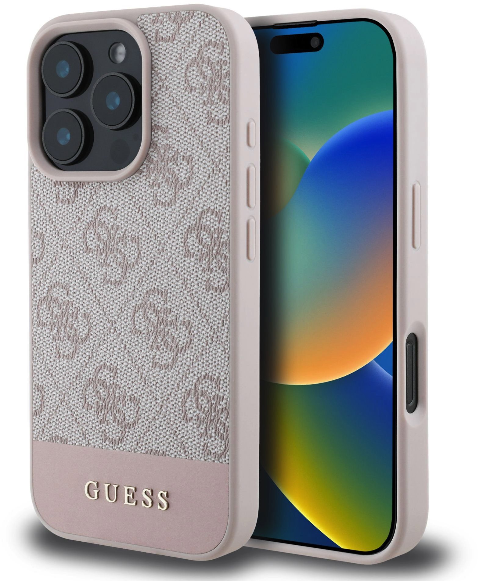 Guess PU 4G Stripe Zadní Kryt pro iPhone 16 Pro Max Pink