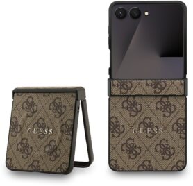 Guess PU Leather 4G Colored Ring Magnetic Zadní Kryt pro Samsung Galaxy Z Flip 7 Brown