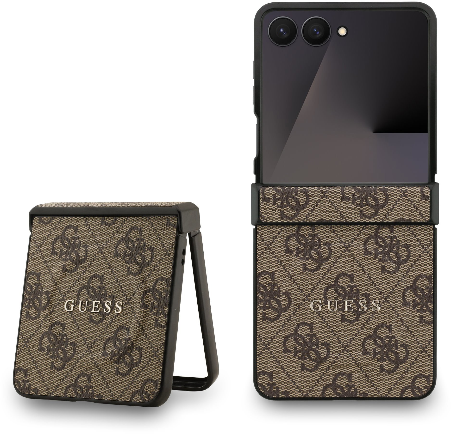 Guess PU Leather 4G Colored Ring Magnetic Zadní Kryt pro Samsung Galaxy Z Flip 7 Brown
