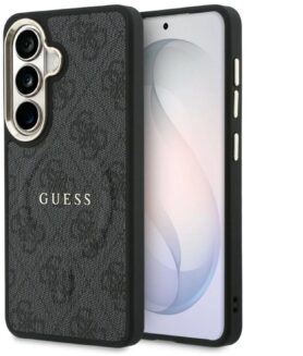 Guess PU Leather 4G Strass Logo Gold Frame Magnetic Zadní Kryt pro Samsung Galaxy S26 Black