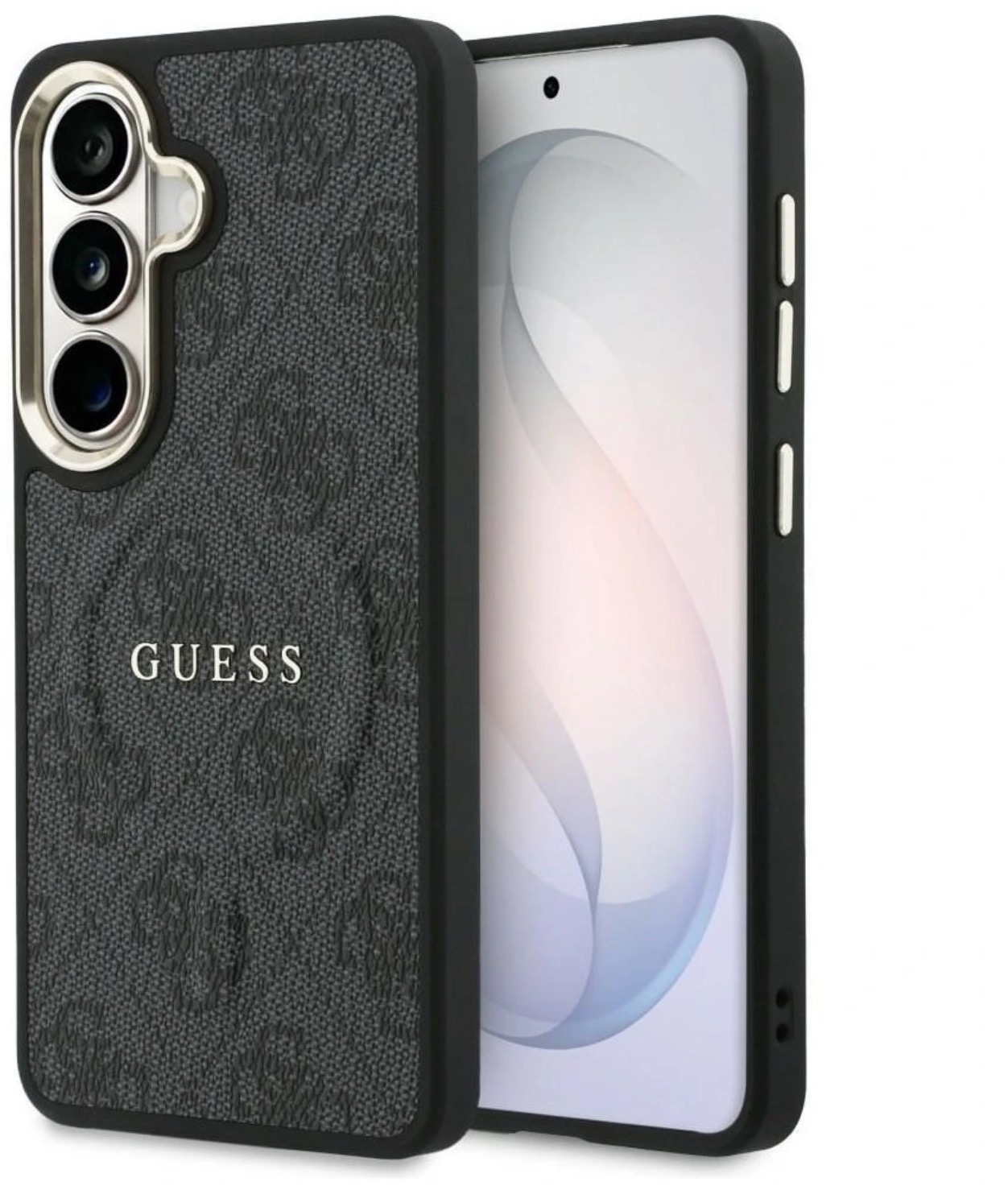 Guess PU Leather 4G Strass Logo Gold Frame Magnetic Zadní Kryt pro Samsung Galaxy S26 Black