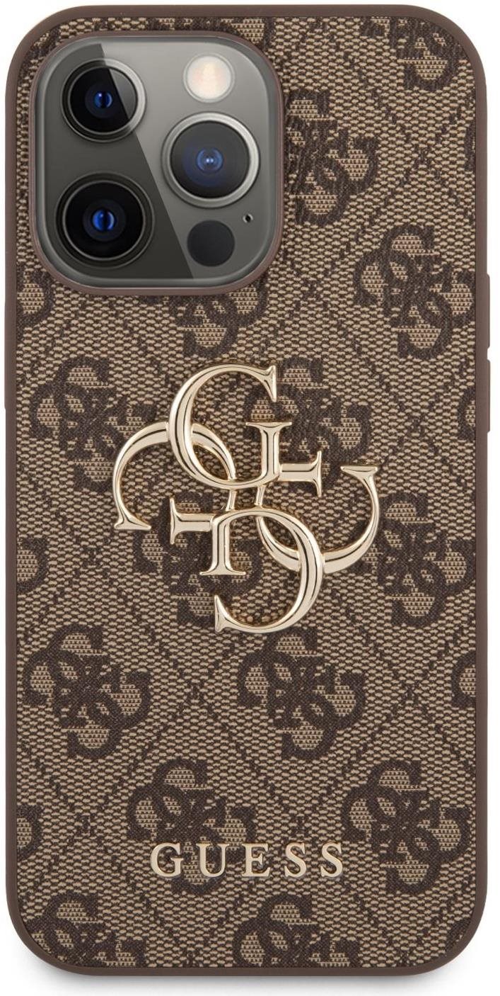 Guess PU 4G Metal Logo Zadní Kryt pro Apple iPhone 13 Pro Max Brown