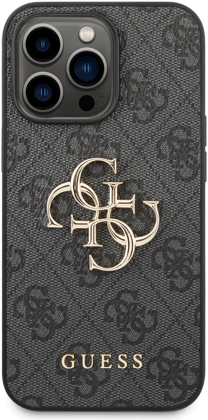 Guess PU 4G Metal Logo Zadní Kryt pro iPhone 14 Pro Max Grey