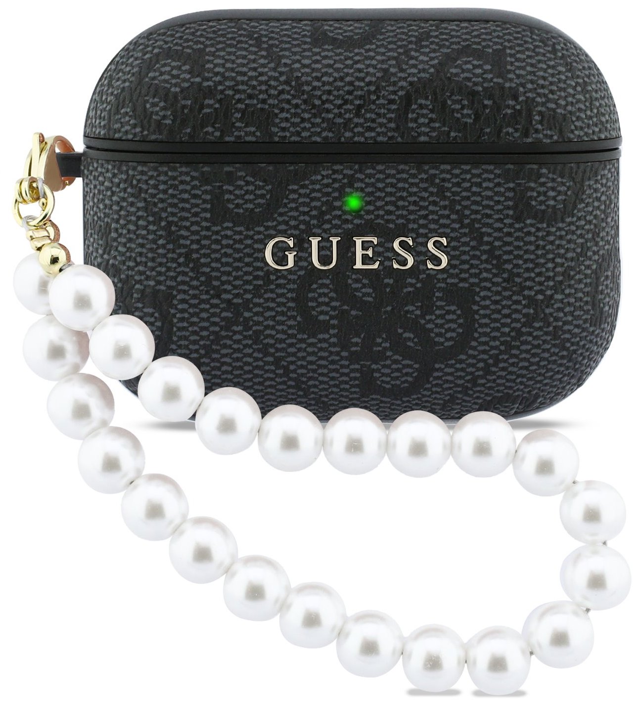 Guess PU 4G Classic Logo Pearl Strap Pouzdro pro AirPods Pro 3 Black