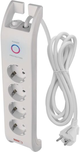 EMOS Přepěťová ochrana SCHUKO 900J – 4 zásuvky, 2m, bílá