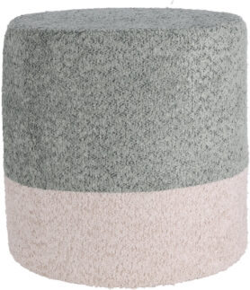 Home Styling Collection, Kulatý čalouněný puf ve dvou barvách boucle, 34 × 35 cm, modrý