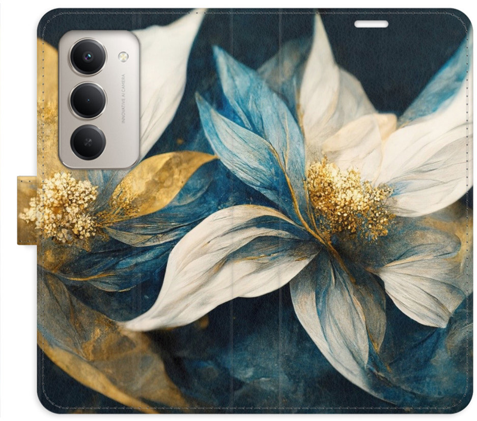 iSaprio Flip pouzdro Gold Flowers pro Xiaomi Redmi 15 5G