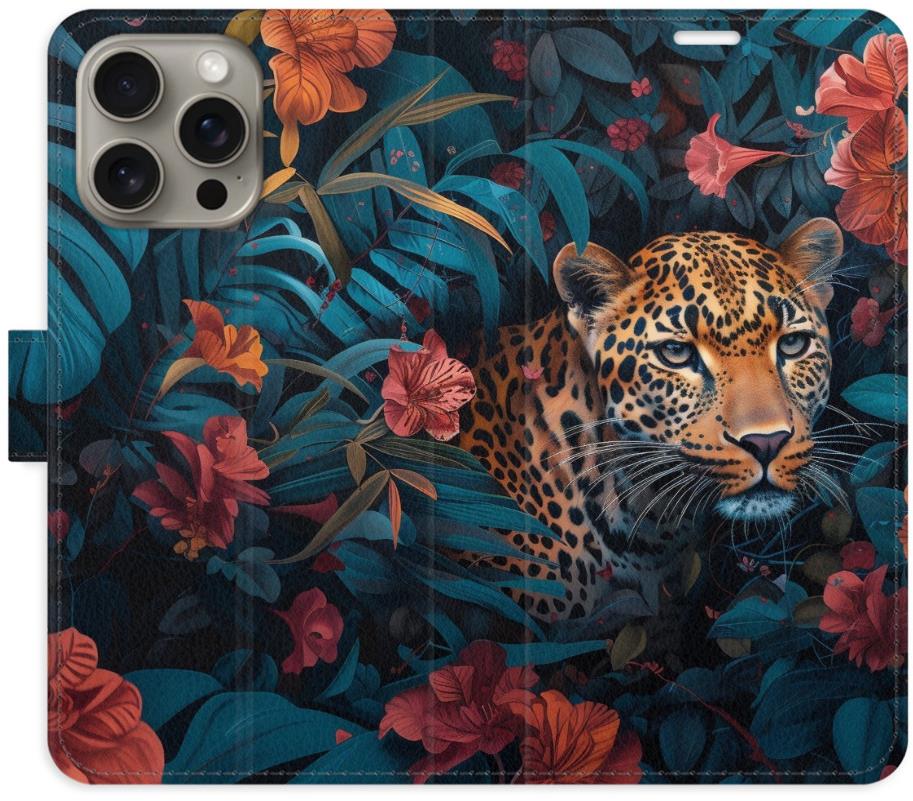 iSaprio Flip pouzdro Flower Jaguar 02 pro iPhone 15 Pro Max
