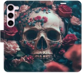 iSaprio flip pouzdro Skull in Roses 02 pro Samsung Galaxy S23 5G