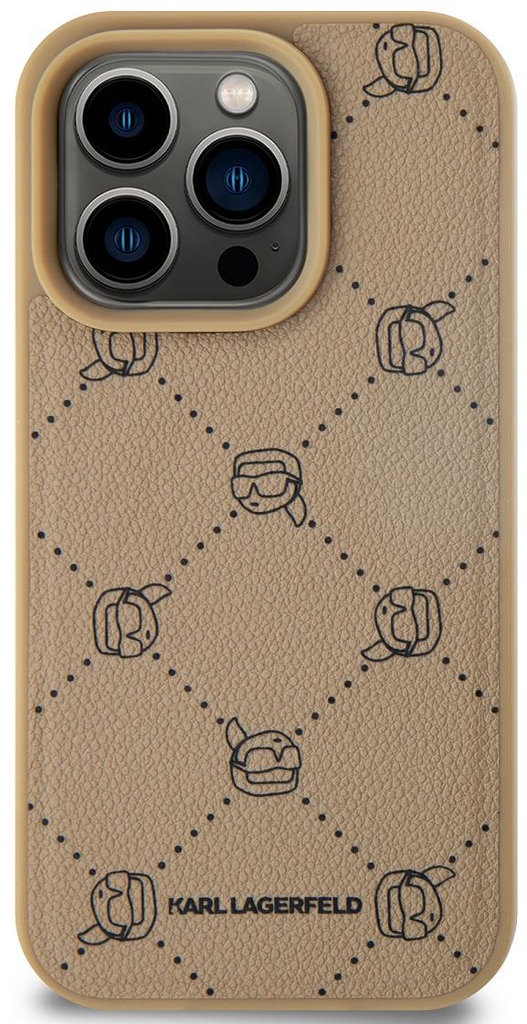 Karl Lagerfeld PU Karl Heads Pattern MagSafe Zadní Kryt pro iPhone 15 Pro Max Beige