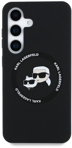 Karl Lagerfeld Liquid Silicone K&CH Heads MagSafe Zadní Kryt pro Samsung Galaxy S25 Black
