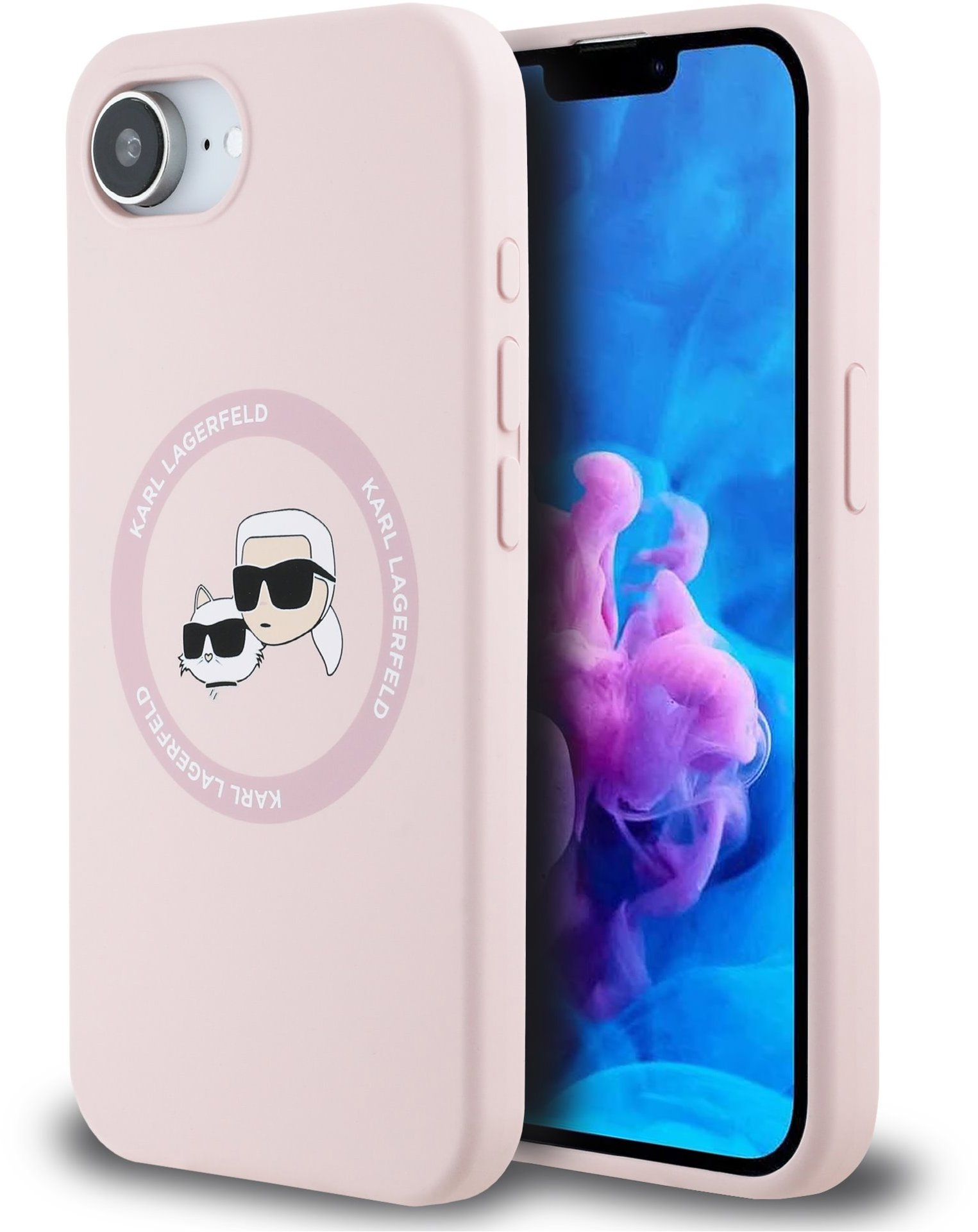 Karl Lagerfeld Liquid Silicone K&CH Heads MagSafe Zadní Kryt pro iPhone 16e/17e Pink