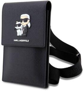 Karl Lagerfeld Saffiano Metal Logo NFT Taška na Telefon Black