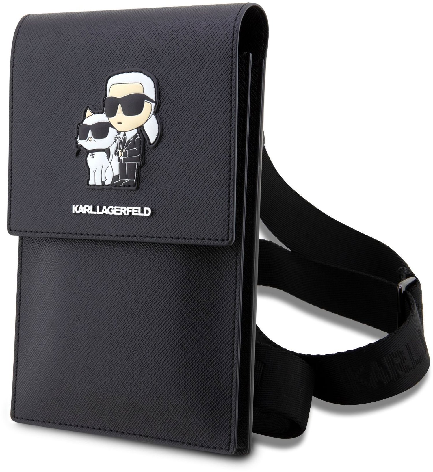 Karl Lagerfeld Saffiano Metal Logo NFT Taška na Telefon Black