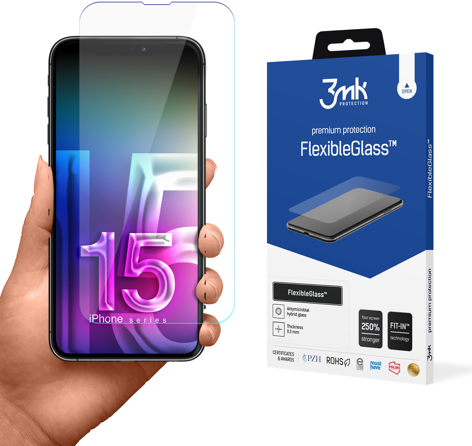 3MK hybridní sklo FlexibleGlass pro Apple iPhone 15 Plus
