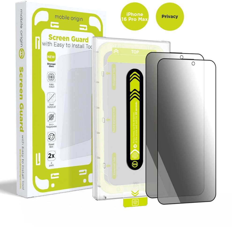 Mobile Origin Screen Guard Privacy With Easy Applicator 2 Pack iPhone 16 Pro Max
