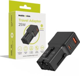 Mobile Origin Travel Adapter 25W EU/US/UK/AU Black
