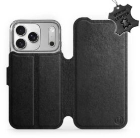 Mobiwear Kožené flip pouzdro pro Apple iPhone 17 Pro černé