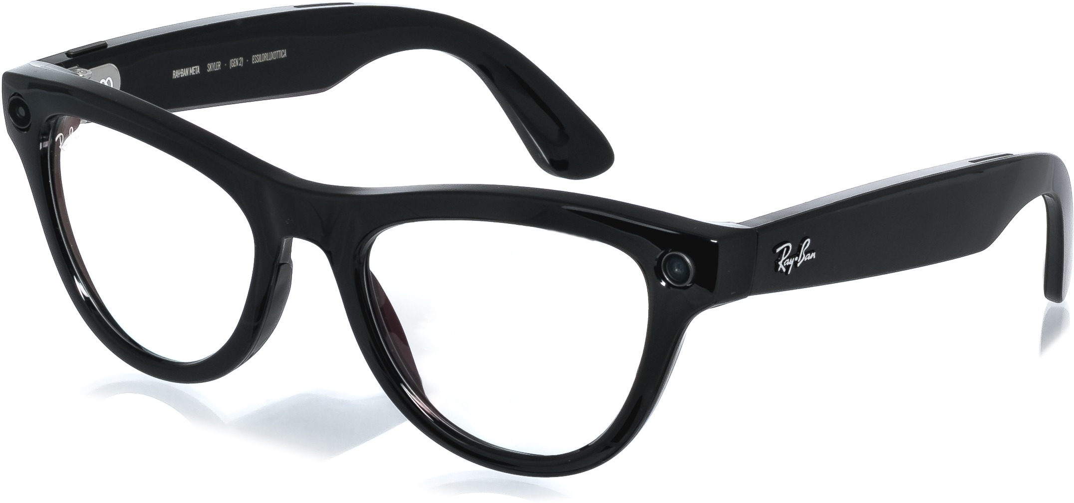 Meta RAY-BAN Meta Skyler (Standard) Smart Glasses (Gen 2) - Shiny Black, Clear