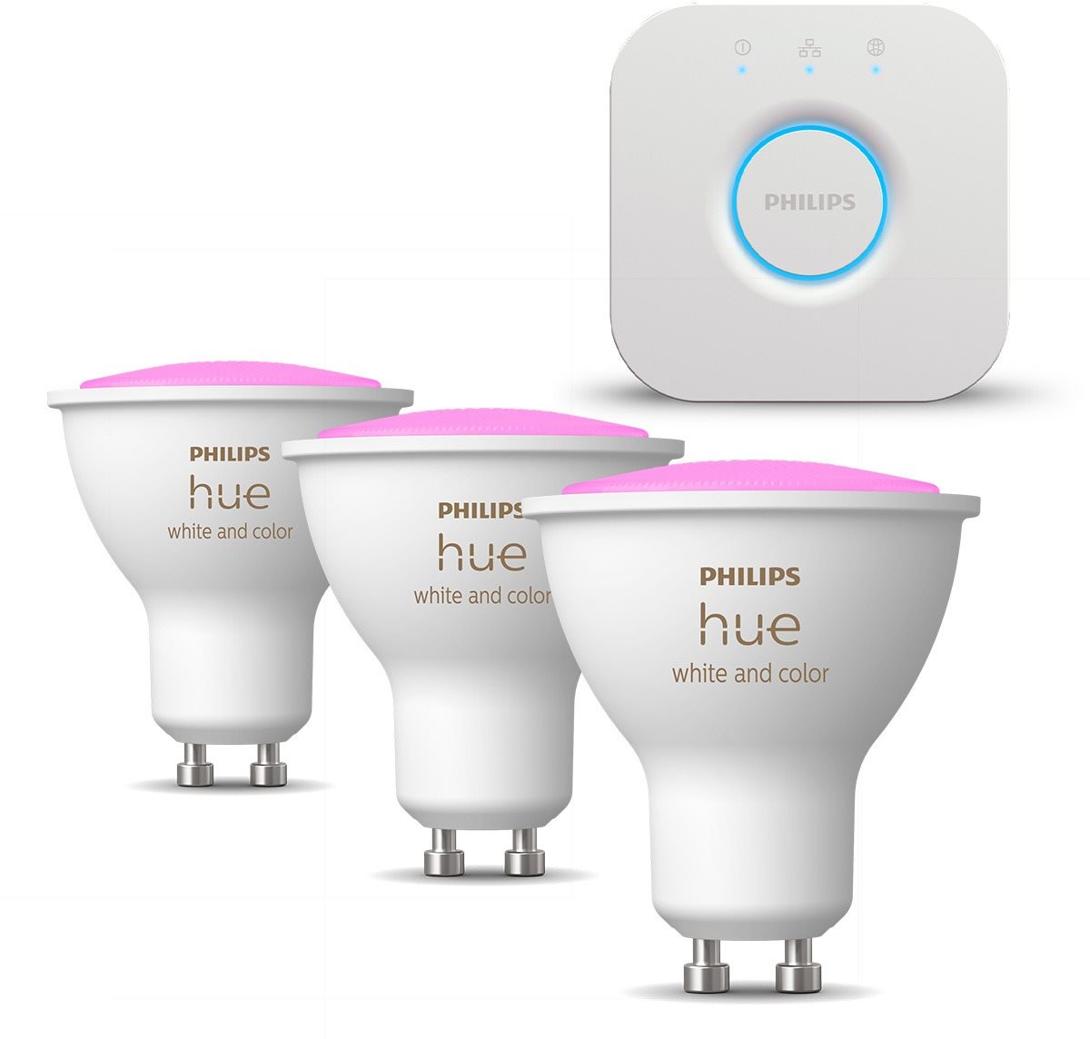 Philips HueWCA 4.3W GU10 EUR + Philips HueWCA 4.3W GU10 2P EUR + Philips HUE Bridge EU