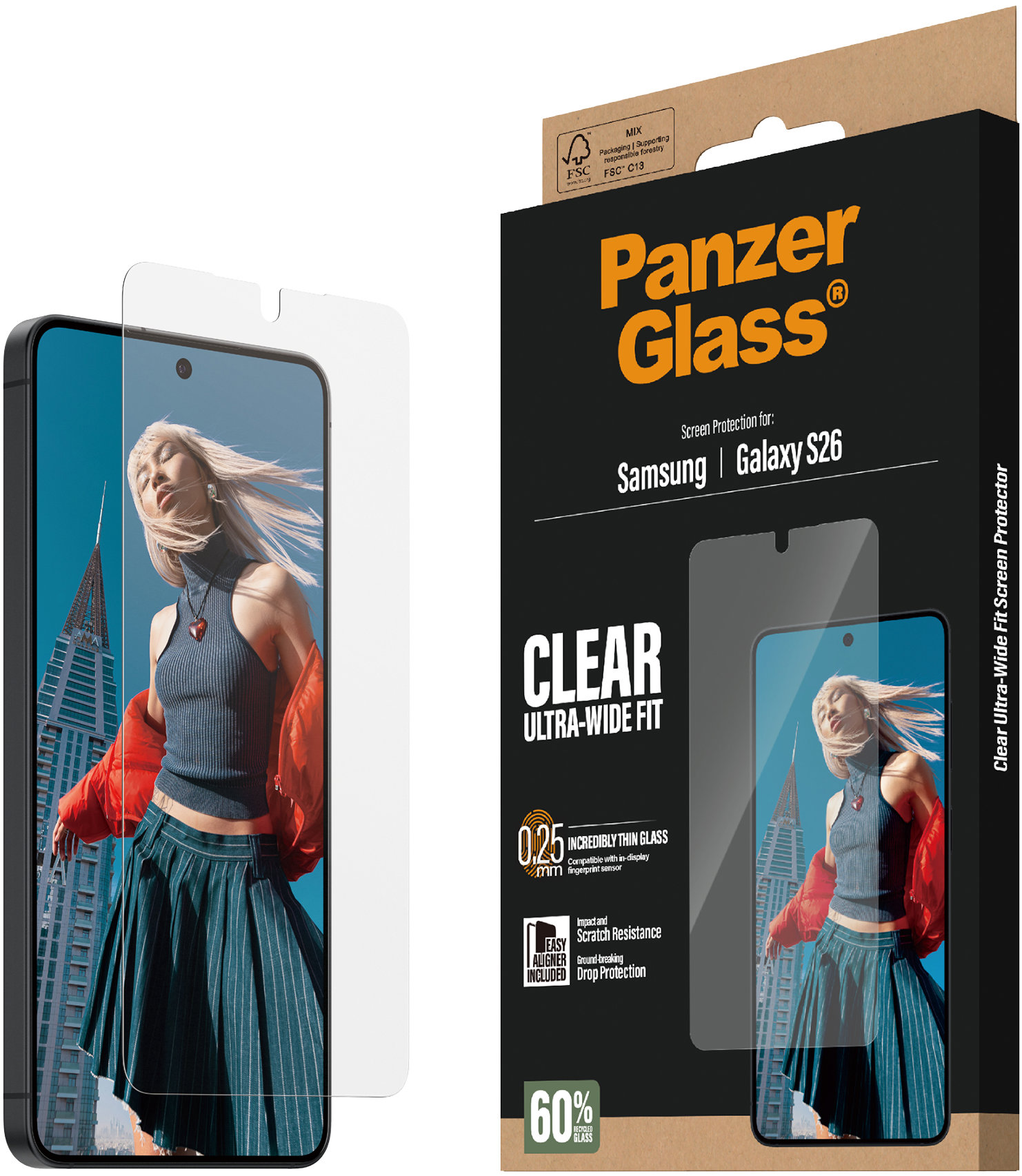 PanzerGlass Samsung Galaxy S26 s instalačním rámečkem