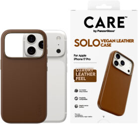 PanzerGlass CARE kryt Apple iPhone 17 Pro SOLO MagSafe hnědá veganská kůže