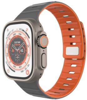 FIXED Silicone Magnetic Strap pro Apple Watch 44/45/46/49mm světle šedý