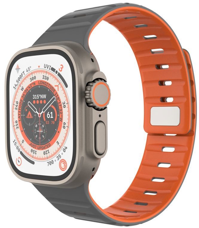 FIXED Silicone Magnetic Strap pro Apple Watch 44/45/46/49mm světle šedý