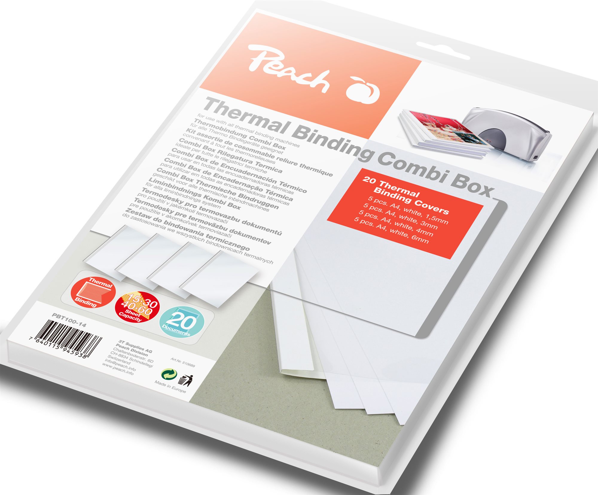 PEACH PBT100-14 Binding Combi Box pro Thermal Binder - balení 20 ks