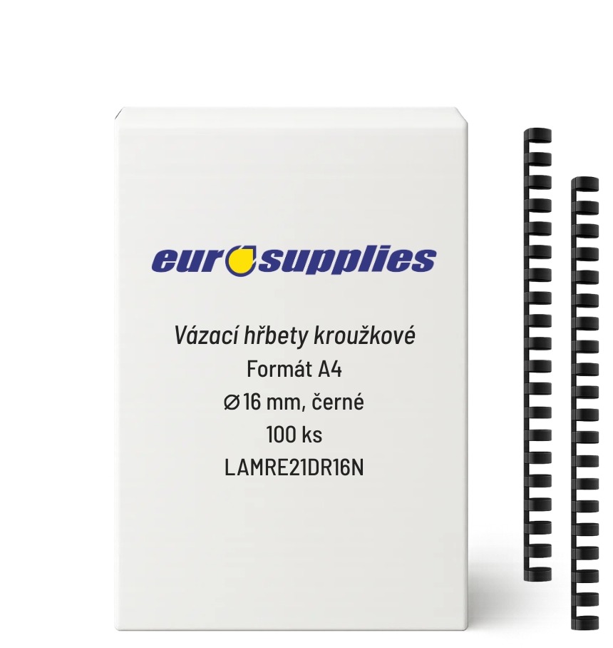 EUROSUPPLIES A4 16 mm černý - balení 100 ks