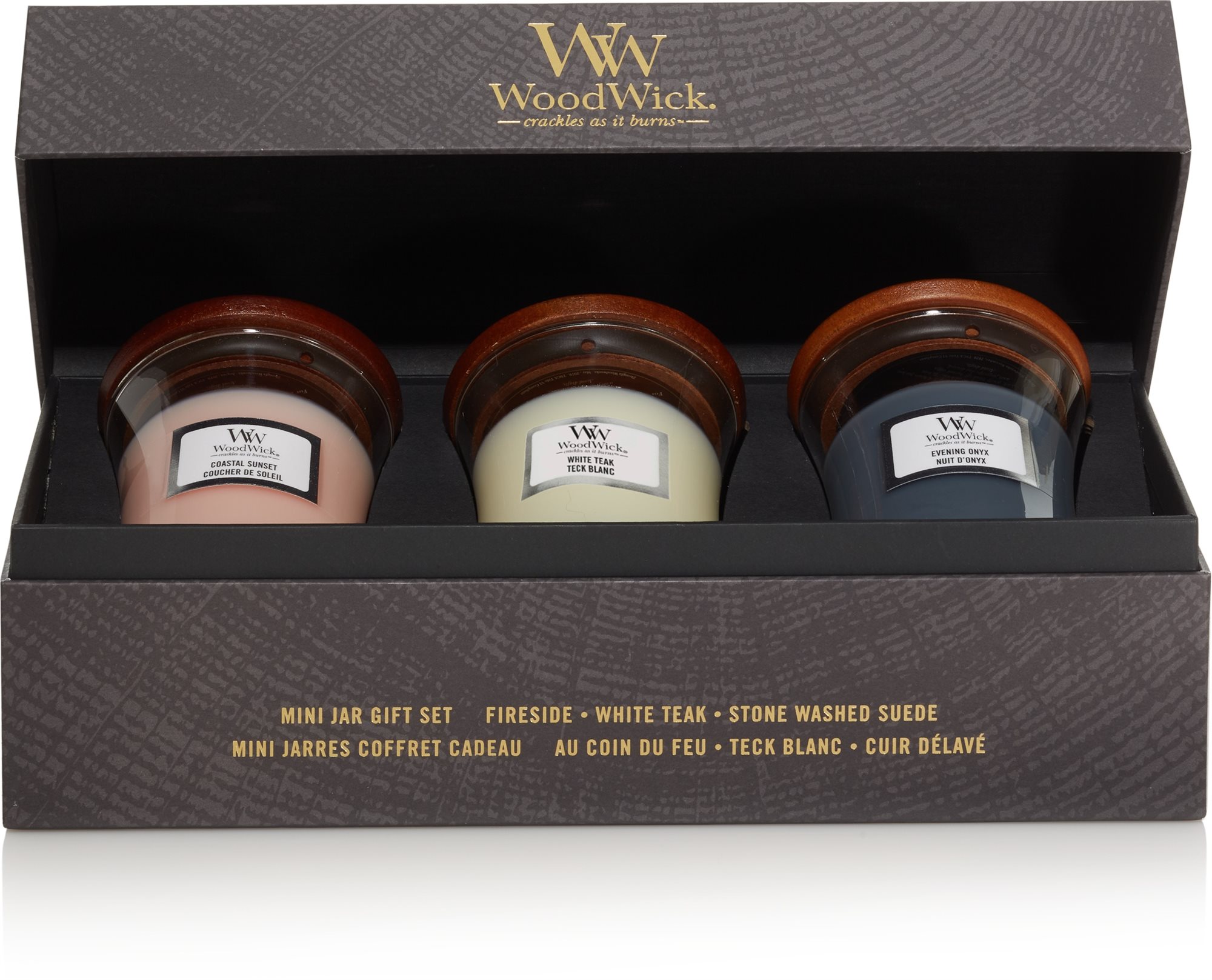 WOODWICK dárkový set 3× malá svíčka
