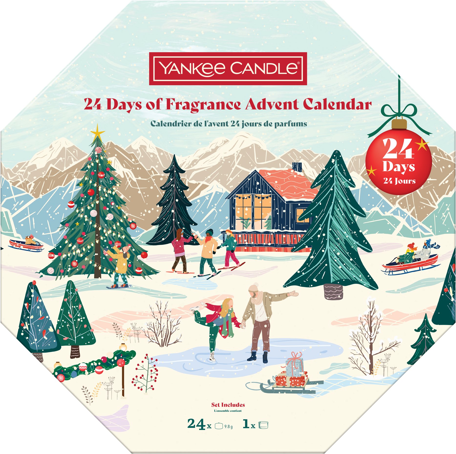 YANKEE CANDLE Adventní kalendář 2025 věnec 24× 9,8 g