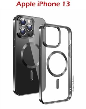 Swissten Clear Jelly MagStick Metallic pro iPhone 13 černé