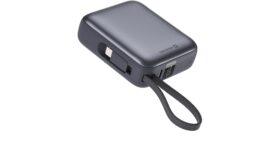 Swissten 10000 mAh s integrovanými kabely USB-C a Lightning vesmírně stříbrná