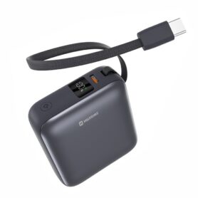 Swissten Power Bank Space 10.000mAh, 35W s integrovaným kabelem USB-C Stříbrná