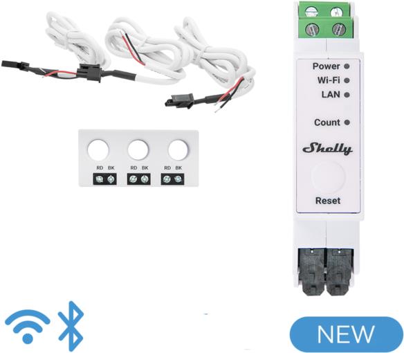 Shelly Pro 3EM 3CT63, měřič spotřeby vč. 3 svorek 63A, WiFi, LAN